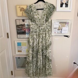 Max Studio Medium Floral Green Maxi Dress